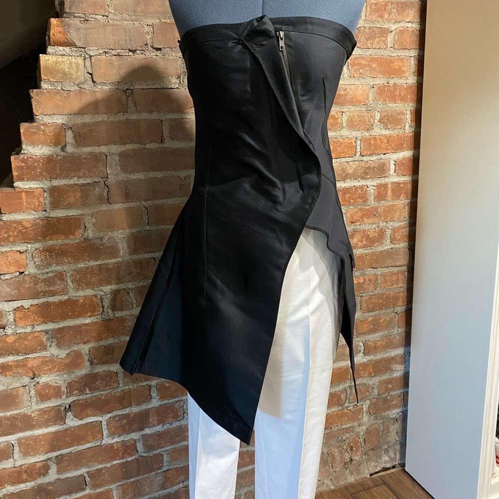 Givenchy Asymmetrical Navy Blue Strapless Top